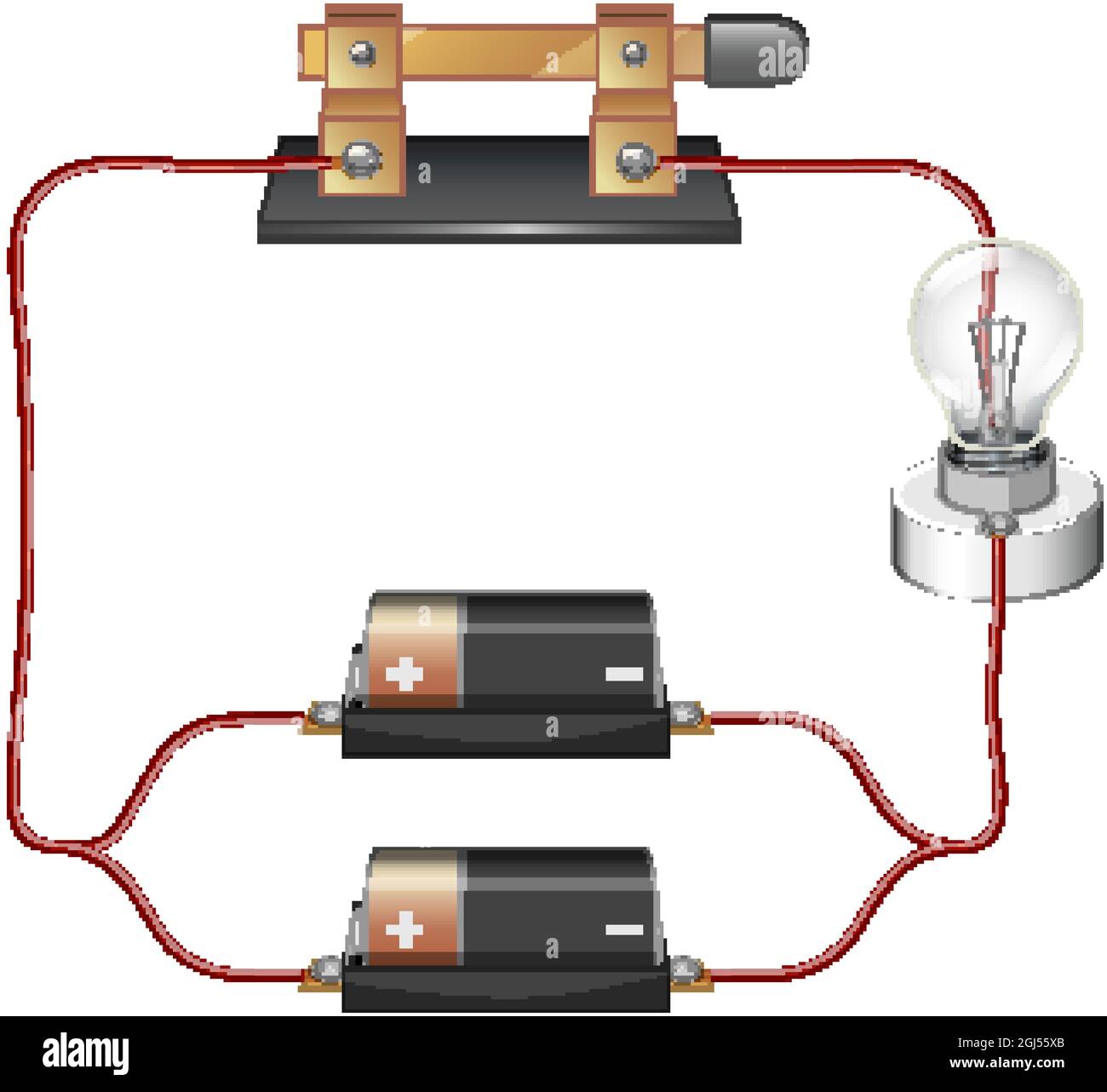 Circuit diagram with battery and lightbulb illustration Stock Vector Image & Art - Alamy