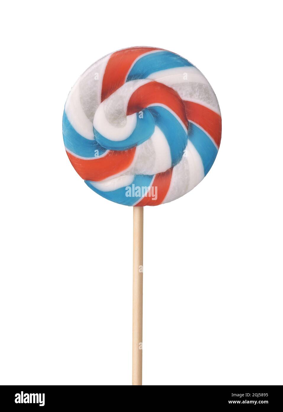 Front view of swirl lollipop isolated on white Stock Photo