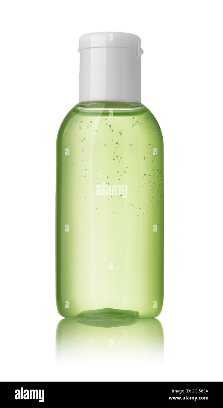Bottle of antiseptic aloe vera gel isolated on white Stock Photo