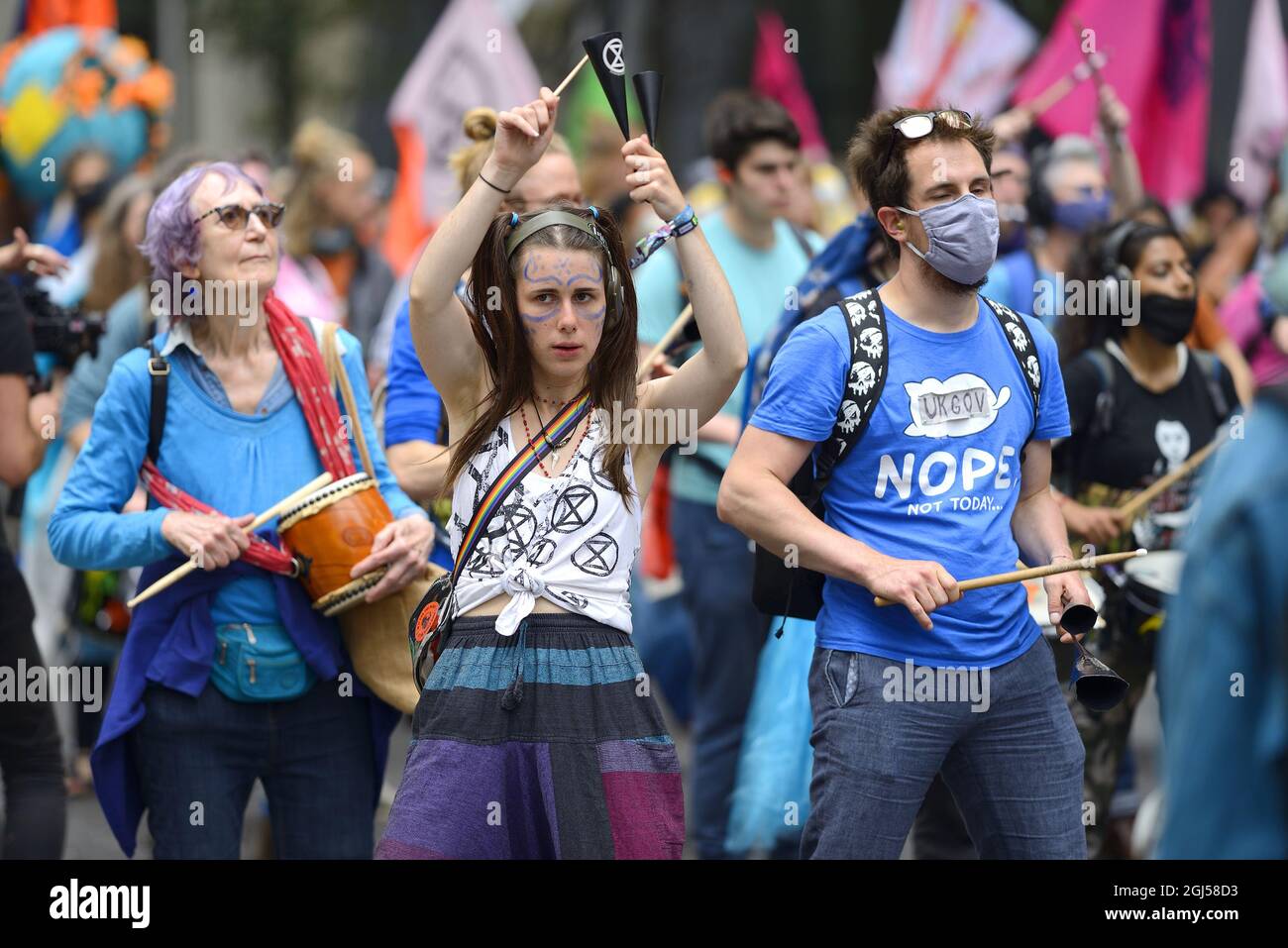London, UK. Extinction Rebellion climate protest in the City of London, 3rd September 2021. Stock Photo