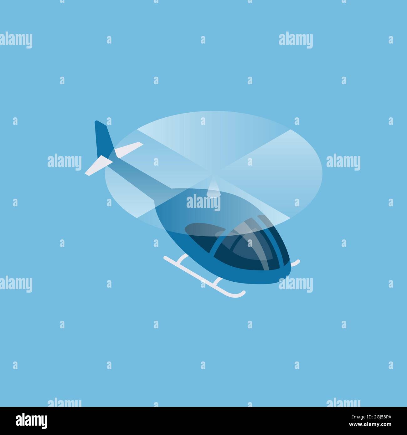 Flying helicopter isometric view. Vector illustration Stock Vector
