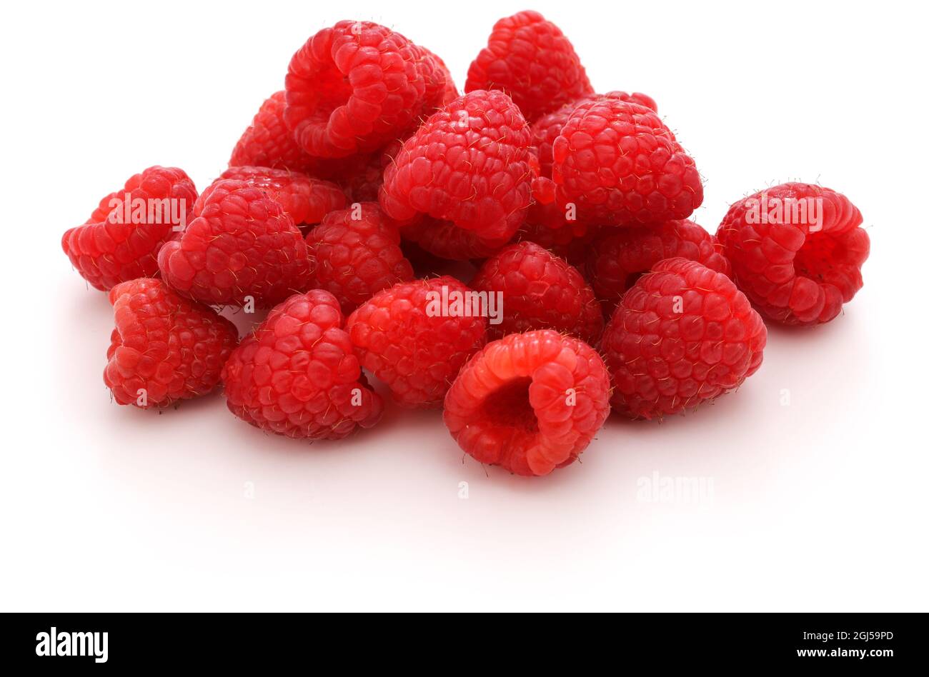 fresh raspberries isolated on white background Stock Photo