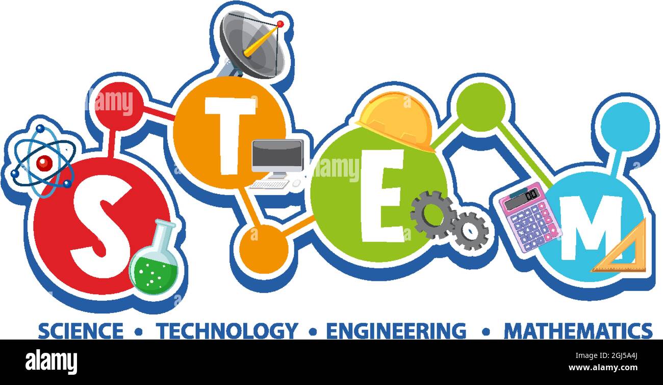 Colourful STEM education text icon illustration Stock Vector Image ...