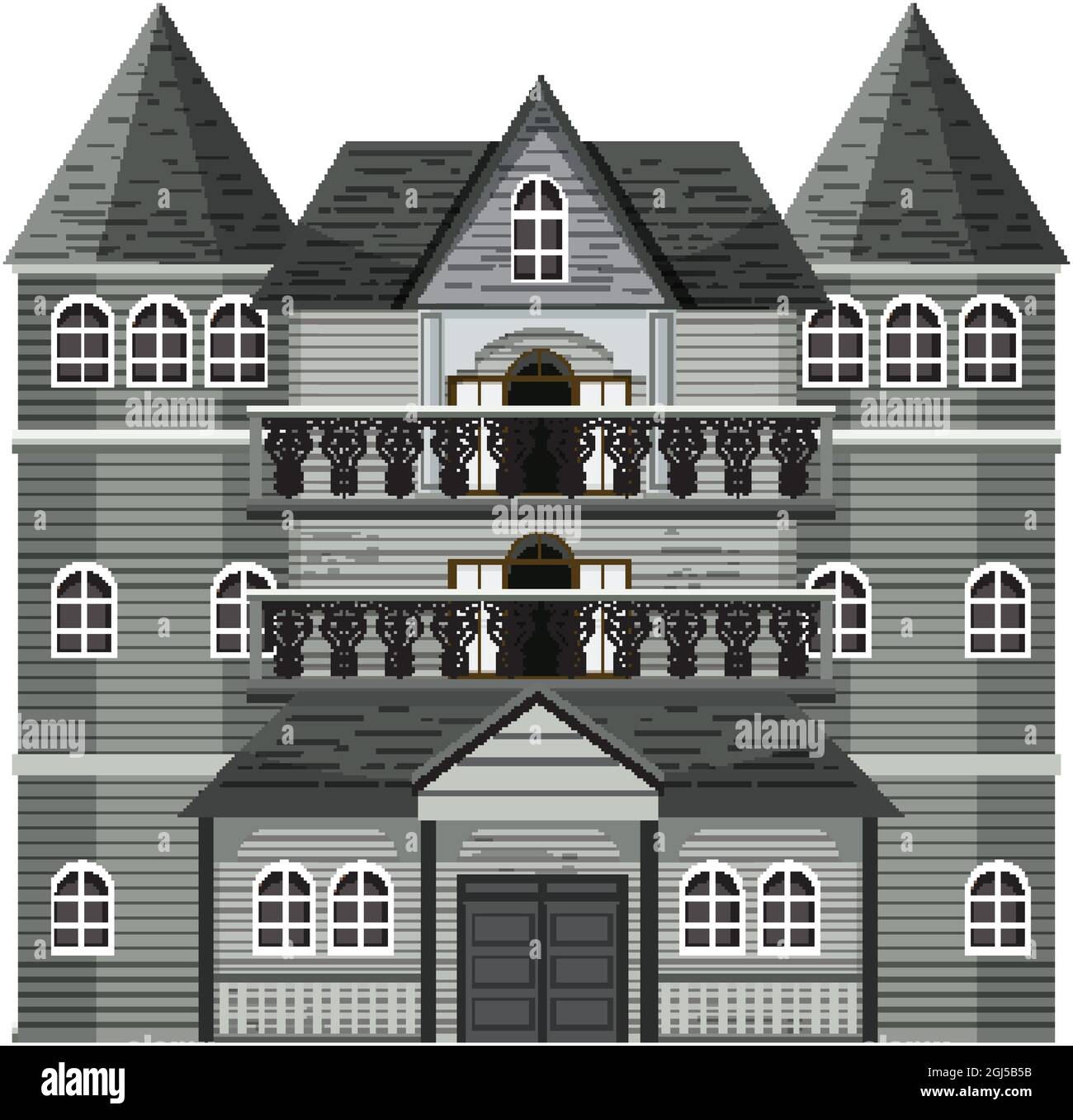 Isolated haunted mansion facade illustration Stock Vector