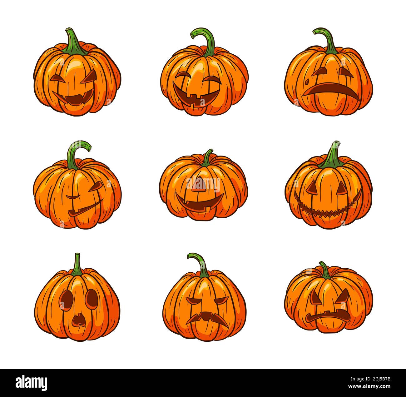 Premium Vector  Halloween illustration of a scary orange pumpkin