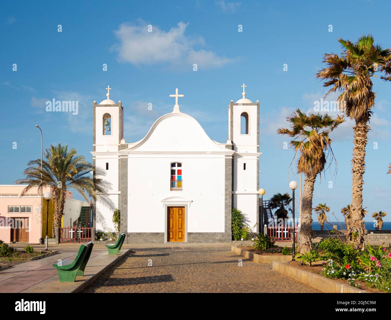 Church Nossa Senhora do Livramento. Town Ponta do Sol, Island Santo Antao, Cape Verde. (Editorial Use Only) Stock Photo