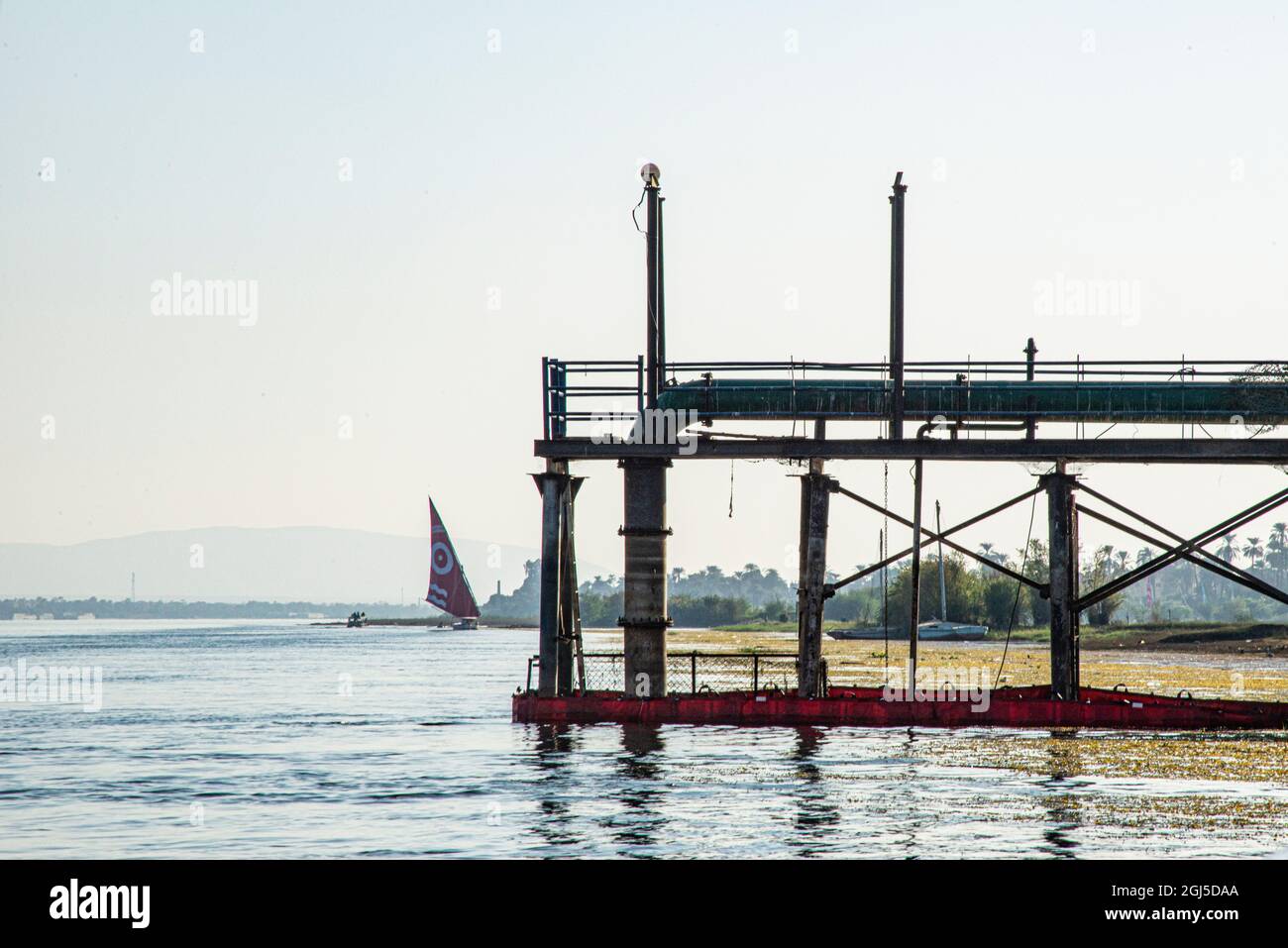 Upper Egypt, Luxor, pier on Banana Island Stock Photo Alamy