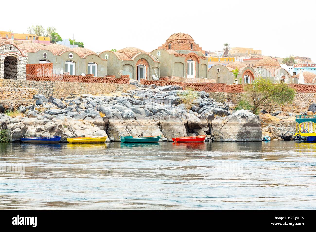 Egypt. Nubian village on Elephantine Island, located in the Nile River ...