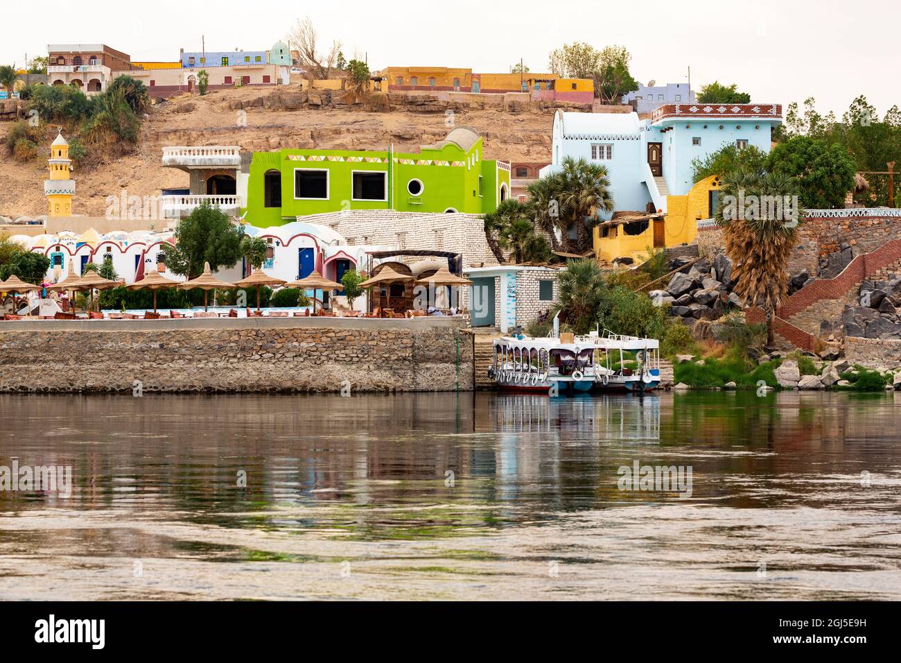 Egypt. Nubian Village on Elephantine Island, located in the Nile River ...