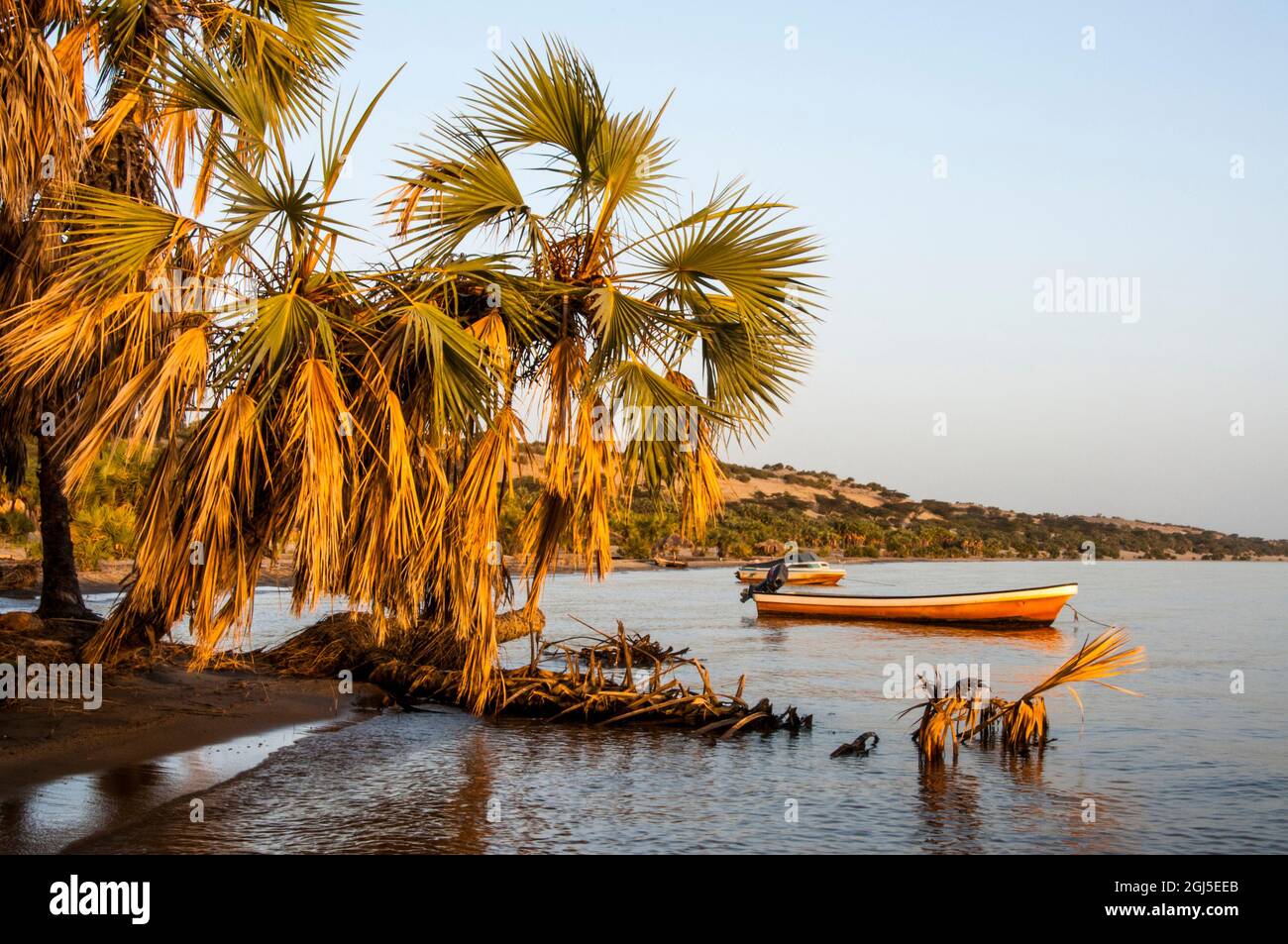 Africa, Kenya, North Rift District. Eliye Springs Resort, sunrise on ...