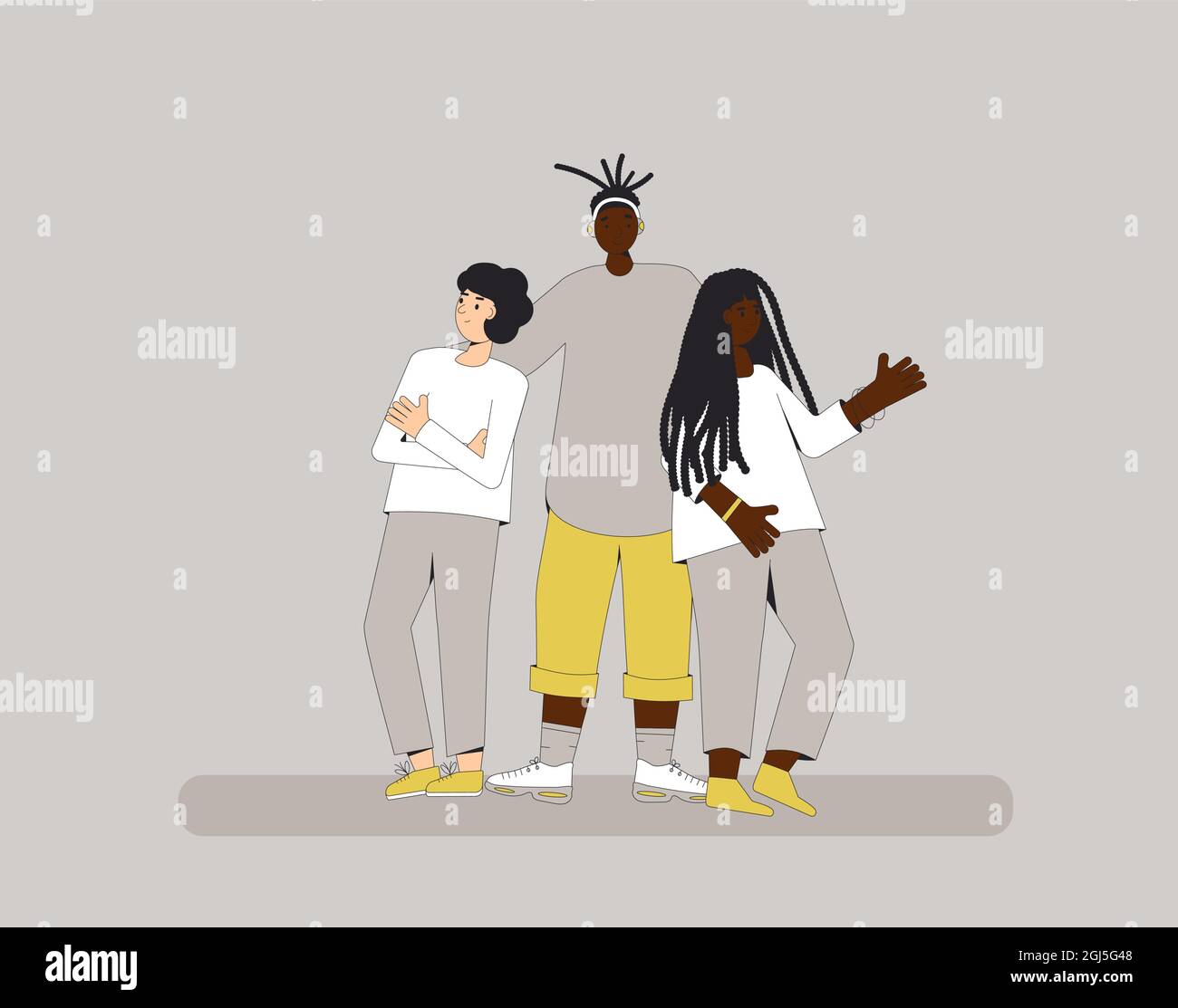Group of diverse teenagers standing together. Young female and male ...
