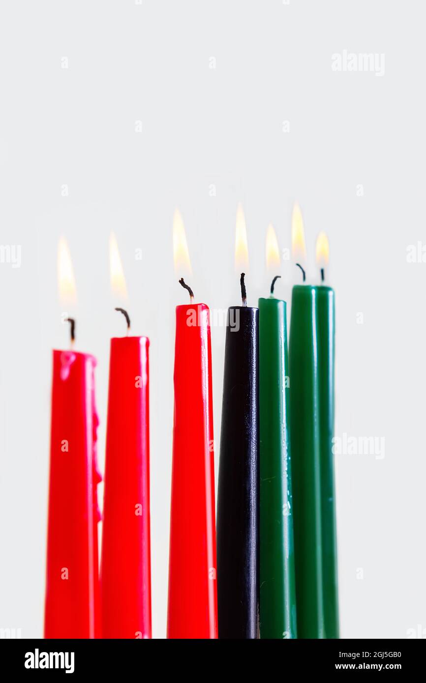 Kwanzaa candles on light background. Close up Stock Photo Alamy