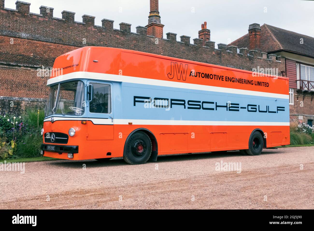 JW Automotive Mercdes-Benz transporter at the 2021 Hampton Court Palace Concours London UK Stock Photo