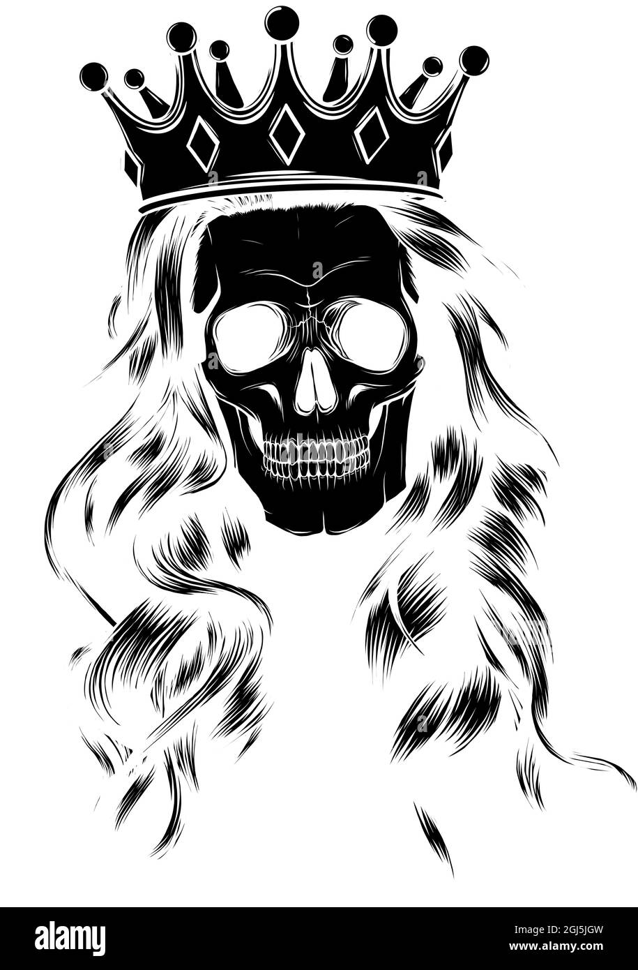 Skull in the crown. Vector vintage illustration Stock Vector