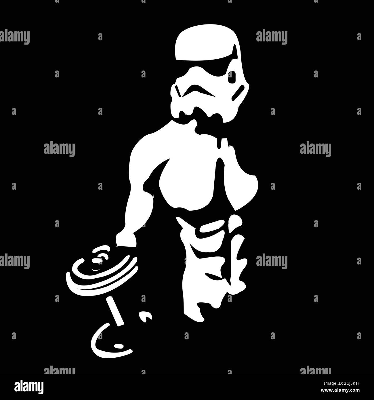 Bodybuilder man with dumbbell Vector in black background Stock Vector