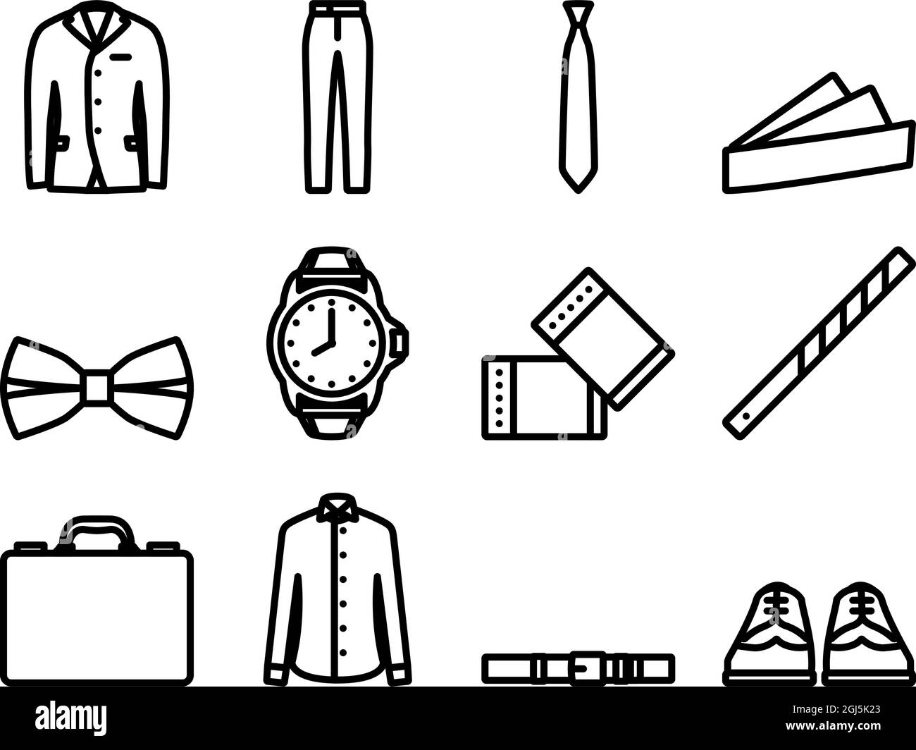 Clothes Icon Set. Bold outline design with editable stroke width ...