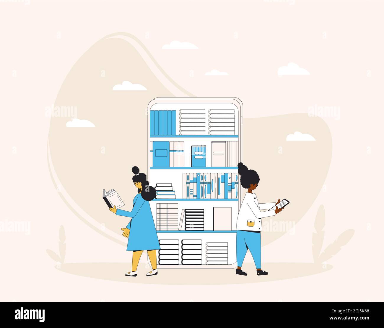 Online library or bookstore. Digital reading app. Electronic books