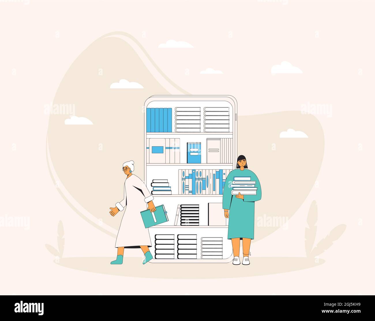 Online library or bookstore. Digital reading app. Electronic books