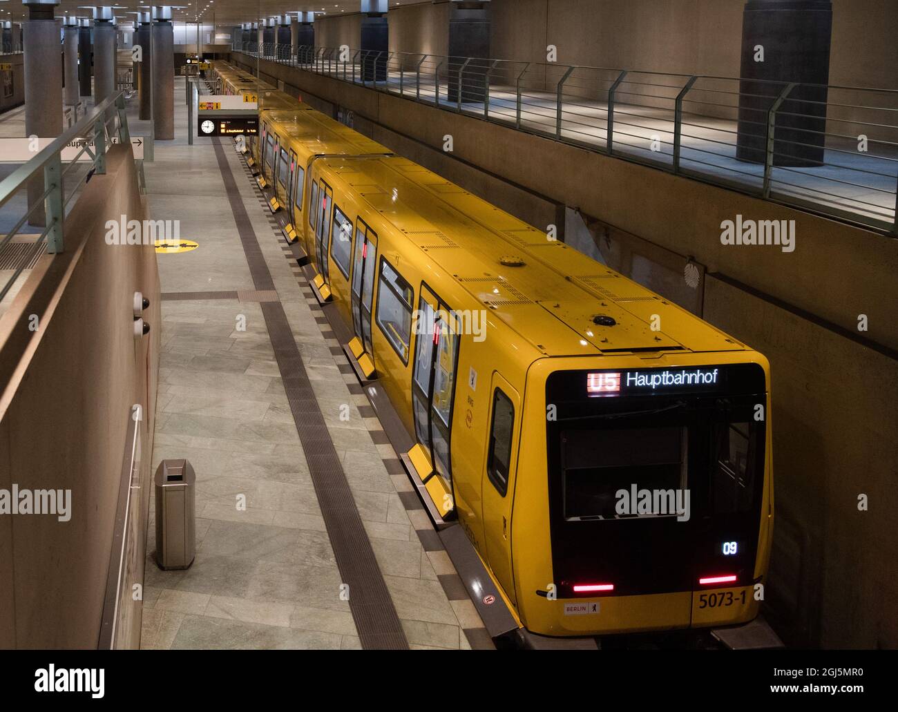 Berlin, Germany. 09th Sep, 2021. A subway train enters the station at the  Bundestag. In future, police and fire brigade emergency services will be  able to use digital radio to communicate with