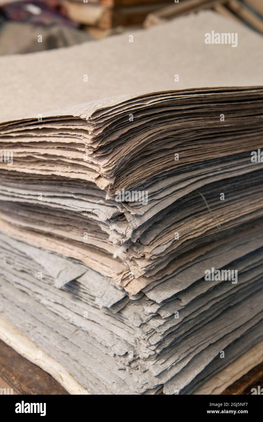 Bhutan, Thimphu, handmade paper.. Stock Photo