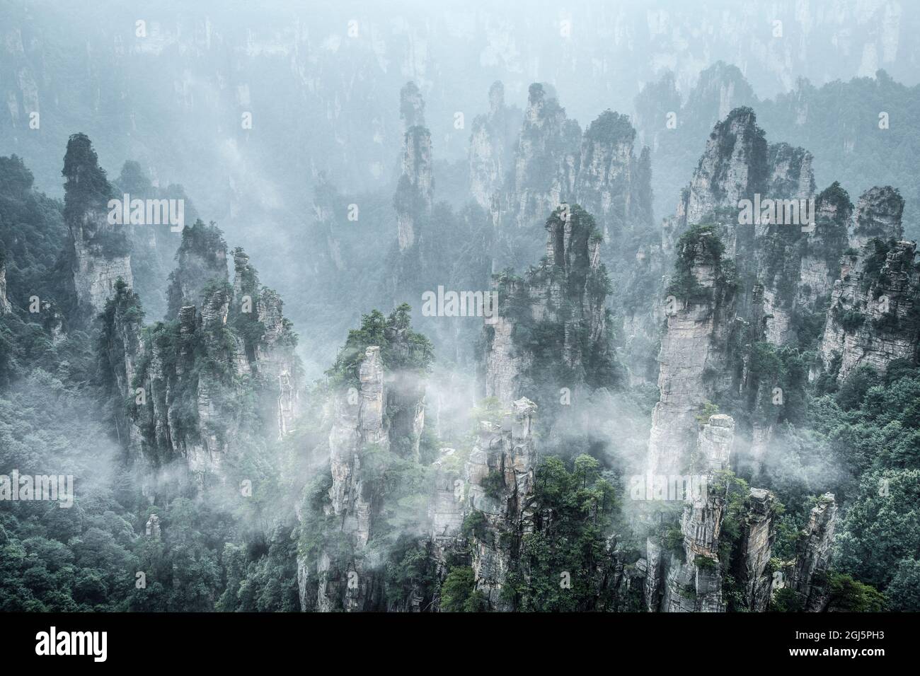China Hunan Province Tianzi Mountains Sunrise On Mountain Landscape china-hunan-province-tianzi-mountains-sunrise-on-mountain-landscape