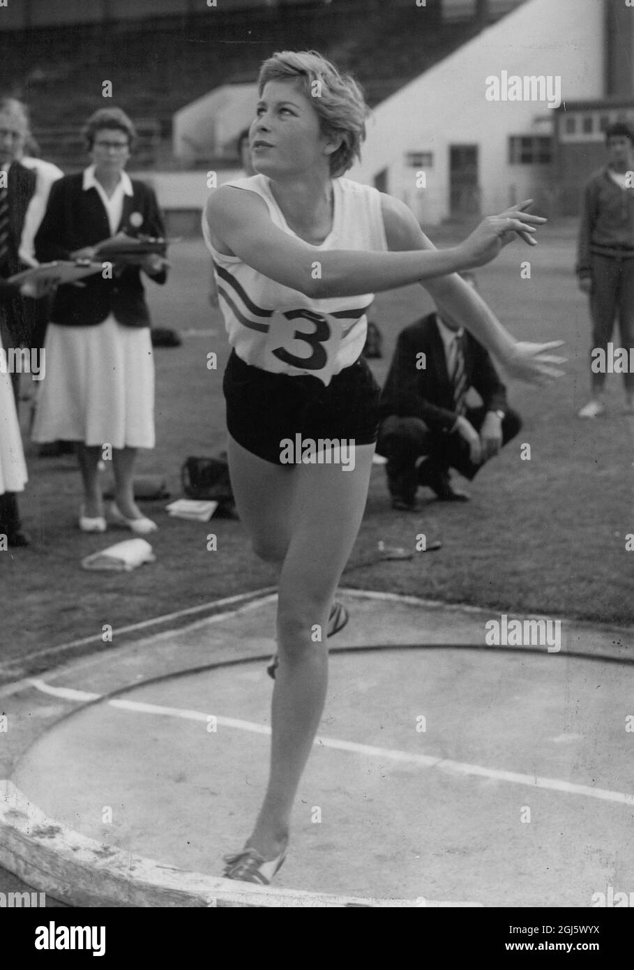 Mary Denise Rand , MBE , ( née Bignal ) ( born 10 February 1940 ) is a former English track - and - field athlete . She won the gold medal in the long jump at the 1964 Summer Olympics by breaking the world record , becoming the first - ever British female to win an Olympic gold medal in a track and field event Stock Photo