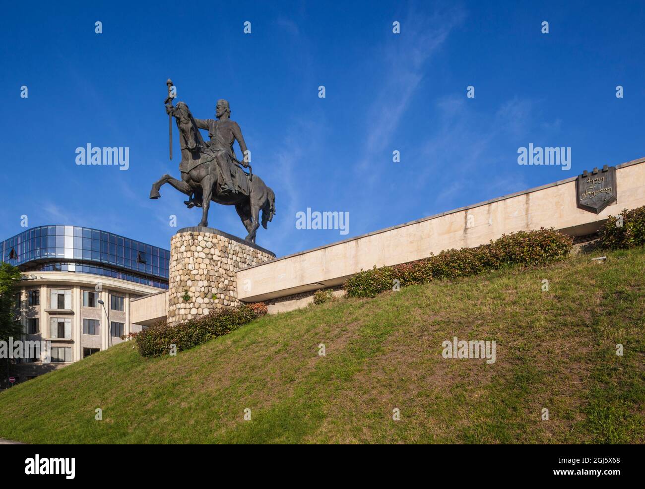 Georgia, Kakheti, Telavi. Statue of King Erekle II. Stock Photo