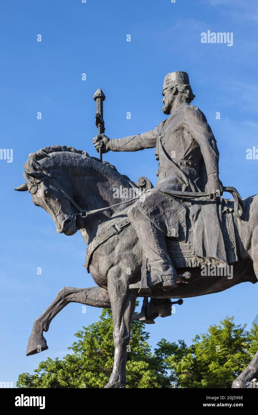 Georgia, Kakheti, Telavi. Statue of King Erekle II. Stock Photo