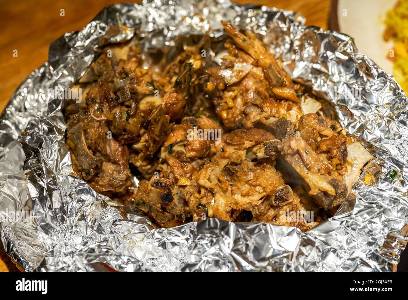 A delicious Thaistyle tin foil braised pork ribs Stock Photo Alamy