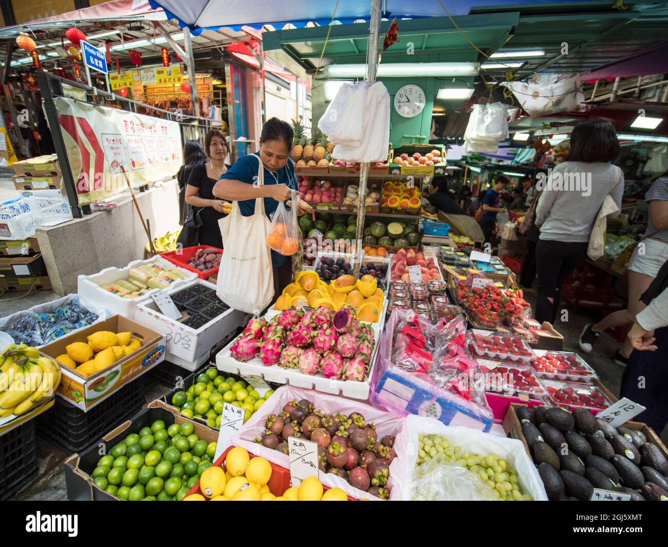 China, Hong Kong. Meat street scene of signs Stock Photo - Alamy