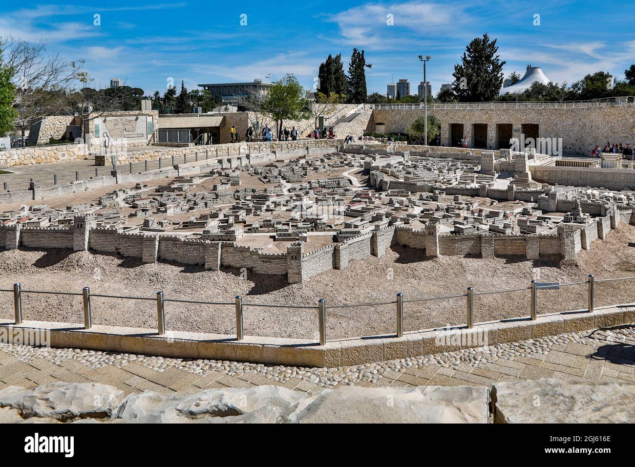 Israel, Jerusalem. Israeli Museum, Holyland Model of the ancient walled city of Jerusalem in the late Second Temple period. Stock Photo