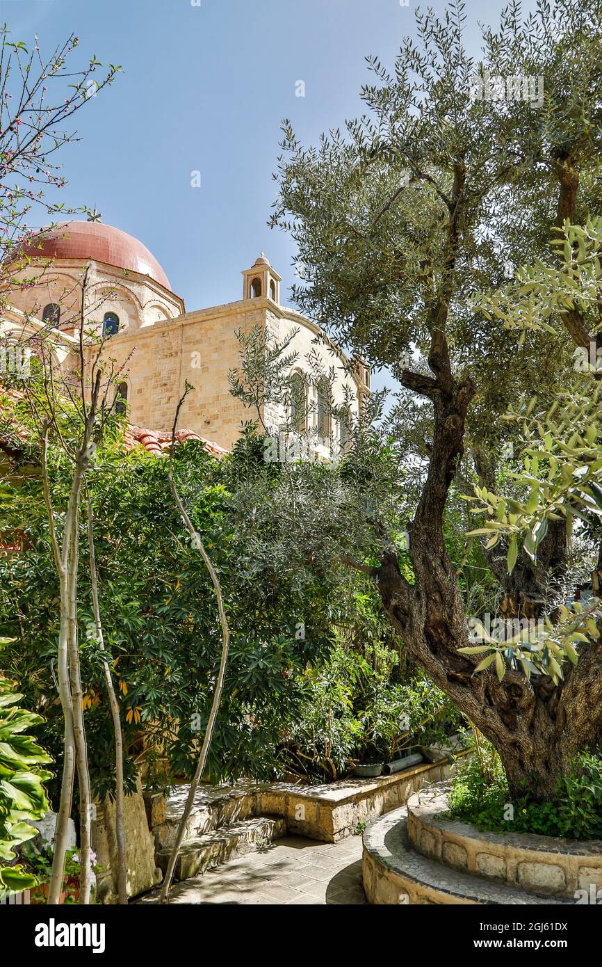 Palestinian Territory, Nablus. Church of St. Photina (Jacob's Well). Stock Photo