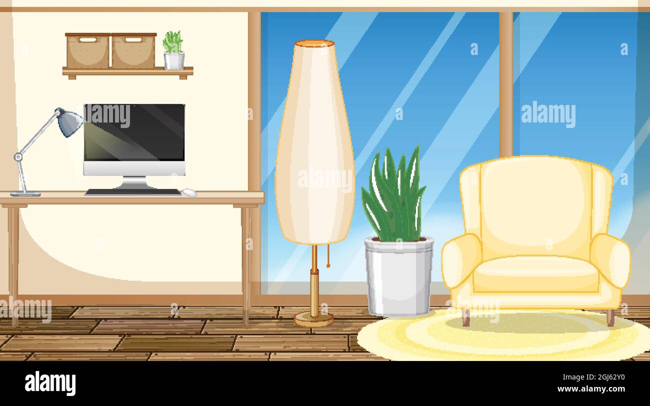 Living room interior design with furniture illustration Stock Vector ...
