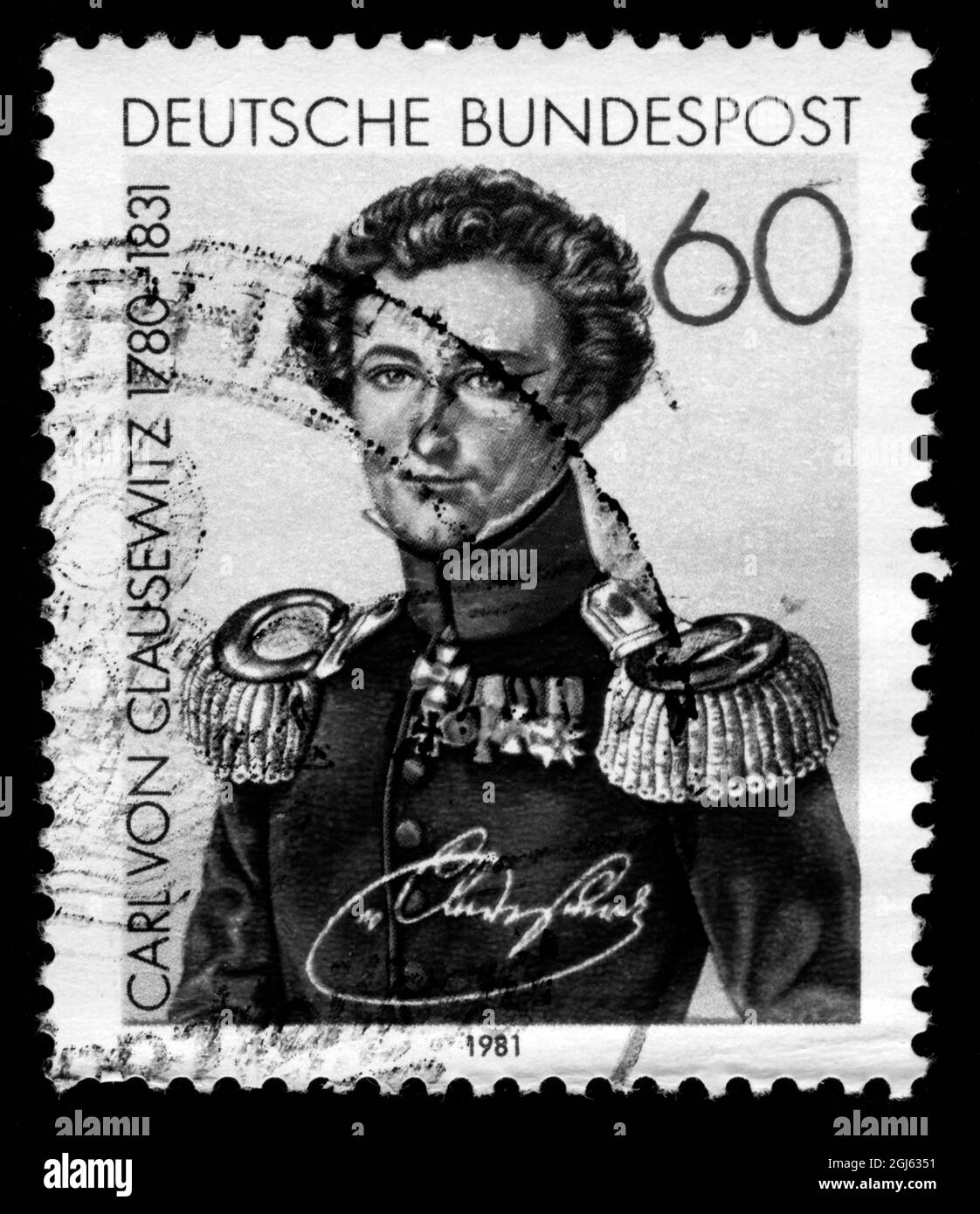 Stamp print in Germany,1981, Carl Von Clausewitz Stock Photo