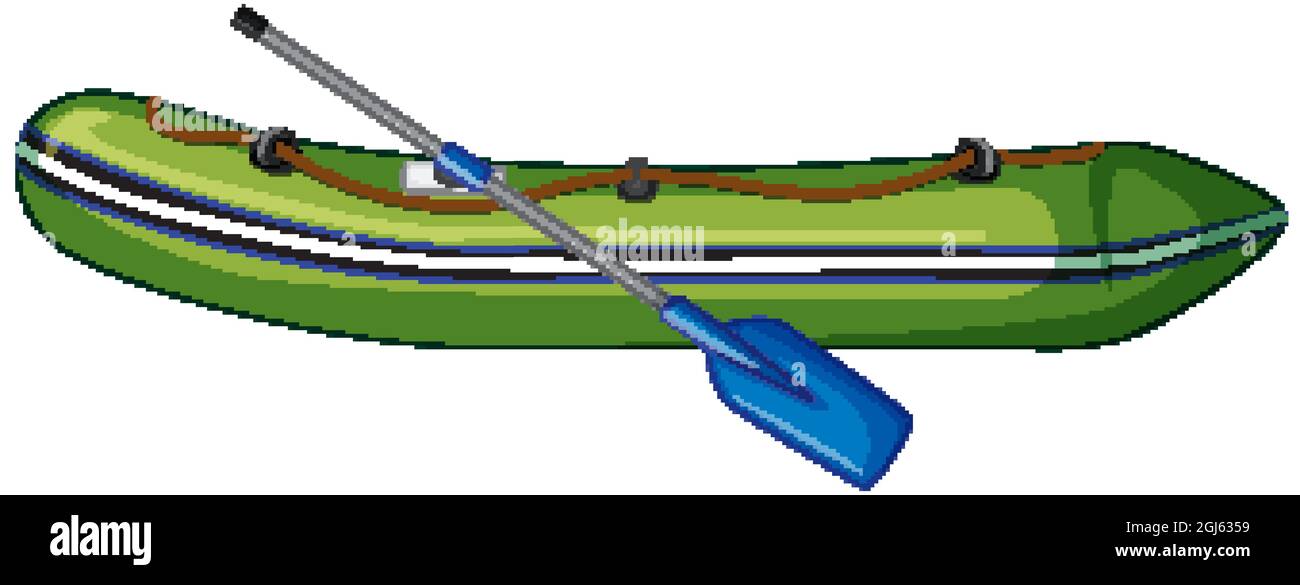 Inflatable boat with oars on white background illustration Stock Vector