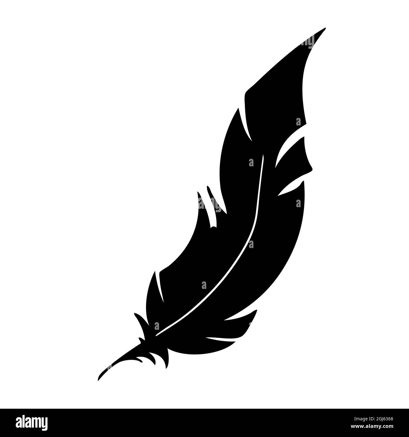 Feather of birds. Black feather silhouette for logo vector set Stock ...