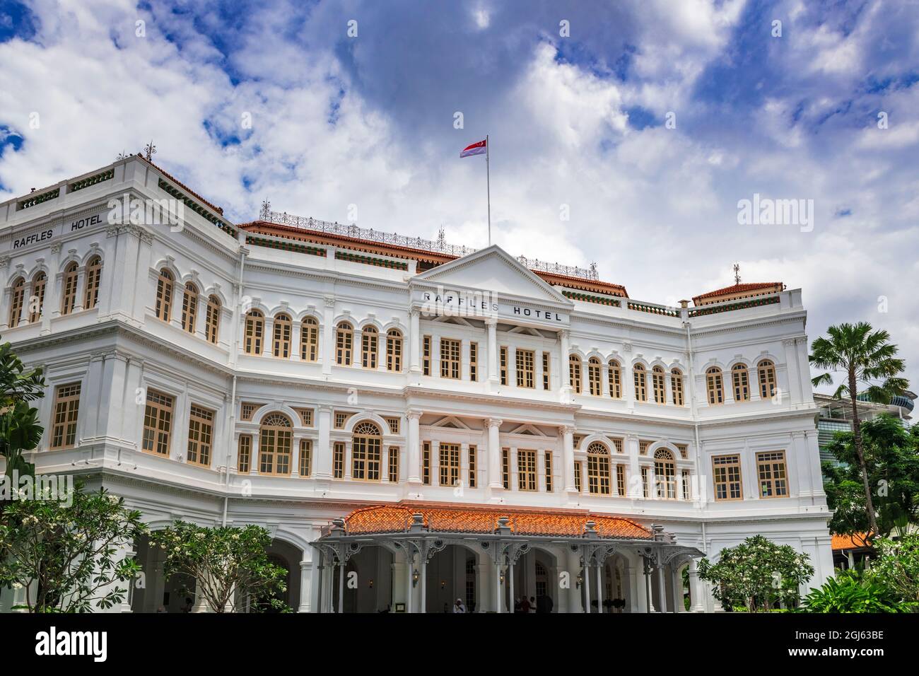 Entrance to the Raffles Hotel, Singapore. Stock Photo