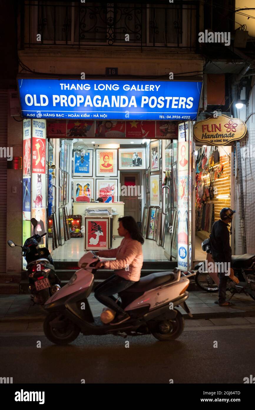 Asia, Vietnam, Hanoi, old quarter. Store selling vintage propaganda