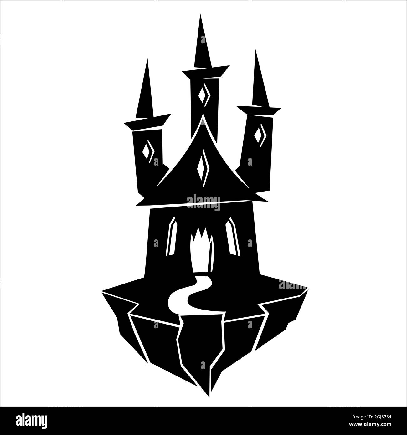 Scary halloween mansion silhouette. Vector illustration isolated on white background Stock Vector