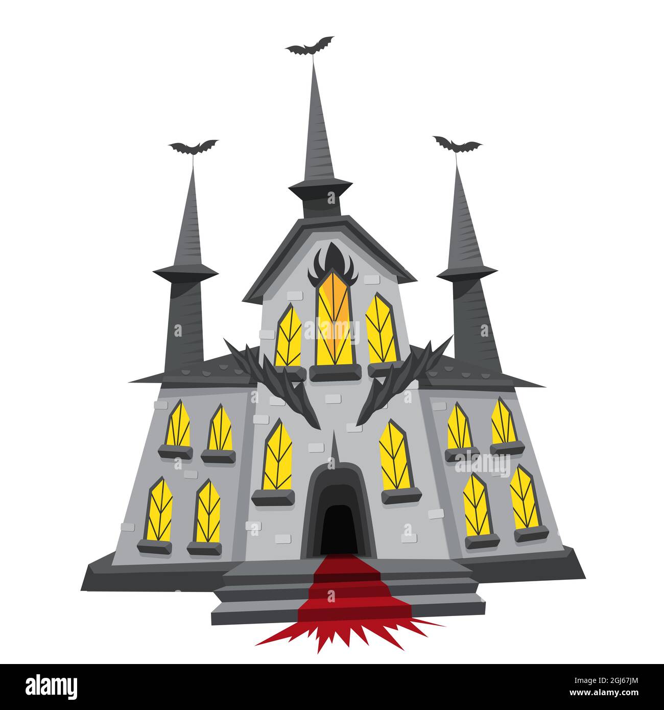 Halloween creepy castle. Vector illustration in cartoon style isolated on white background Stock Vector
