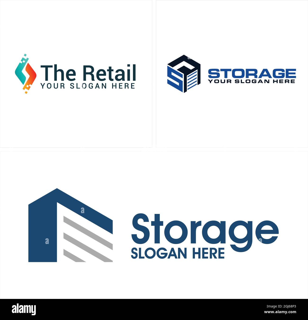 The retail storage container box logo design Stock Vector