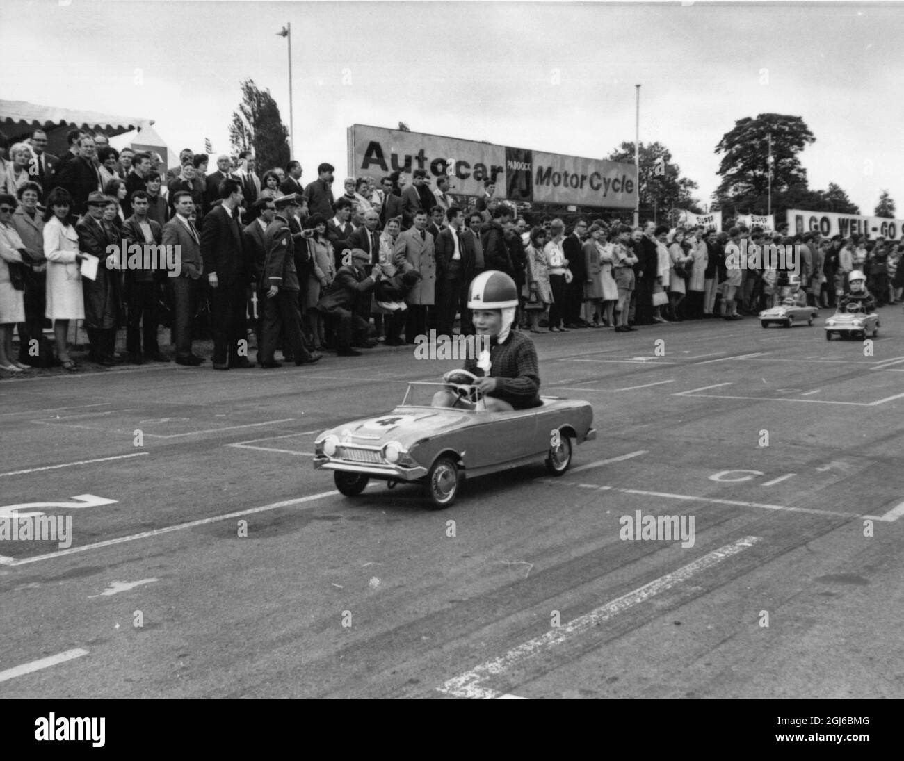 David Whant , aged 5 , home first in the Junior Grand Prix , as part of the L Driver of the Year Competition organised by the Association of RAC Registered Motor Schools and Driving Instructors at the Crystal Palace , London , England . 6 June 1966 Stock Photo