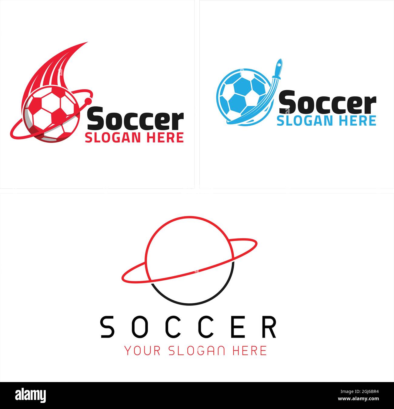 Sport soccer ball rocket logo design Stock Vector