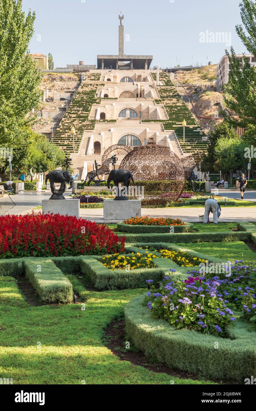 Armenia. Yerevan. Sculpture Garden and the Cascade Complex at the Cafesjian Center for the Arts. (Editorial Use Only) Stock Photo