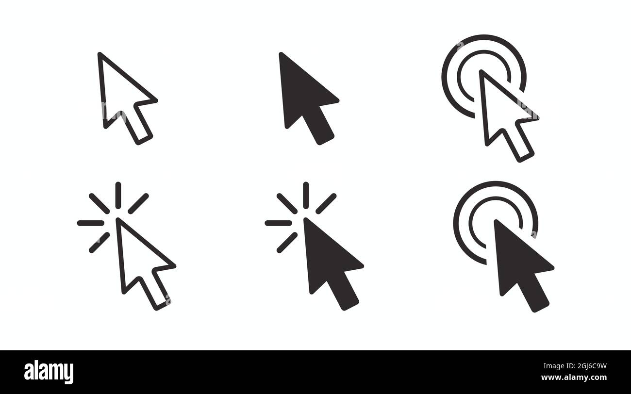 Arrow Pointer Icon Set. Vector isolated black and white illustration Stock Vector