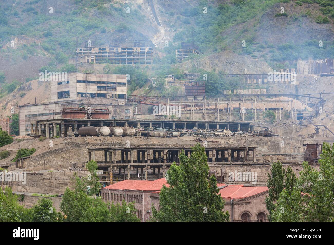 Armenia, Debed Canyon, Alaverdi. Soviet-era copper smelting factory. Stock Photo