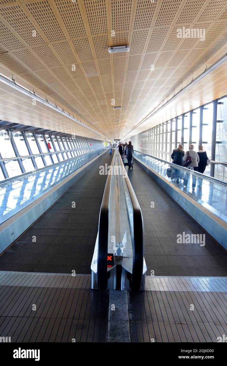 Airport travelator, Malaga, Spain Stock Photo