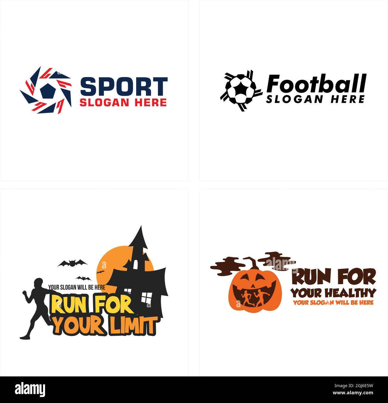 Sport football run fun pumpkin character logo design Stock Vector