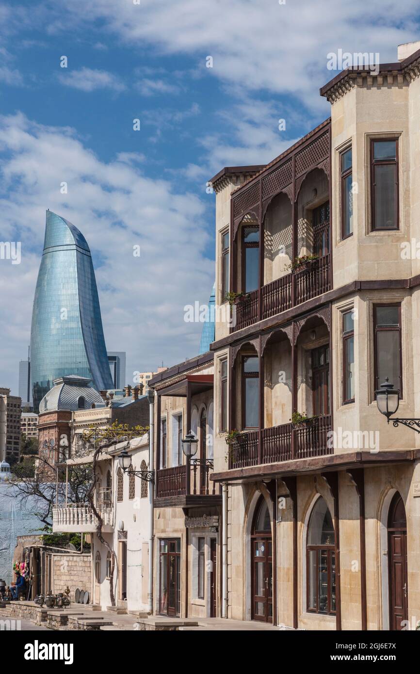 Azerbaijan Baku Old City And Flame Towers Stock Photo Alamy azerbaijan-baku-old-city-and-flame-towers-stock-photo-alamy