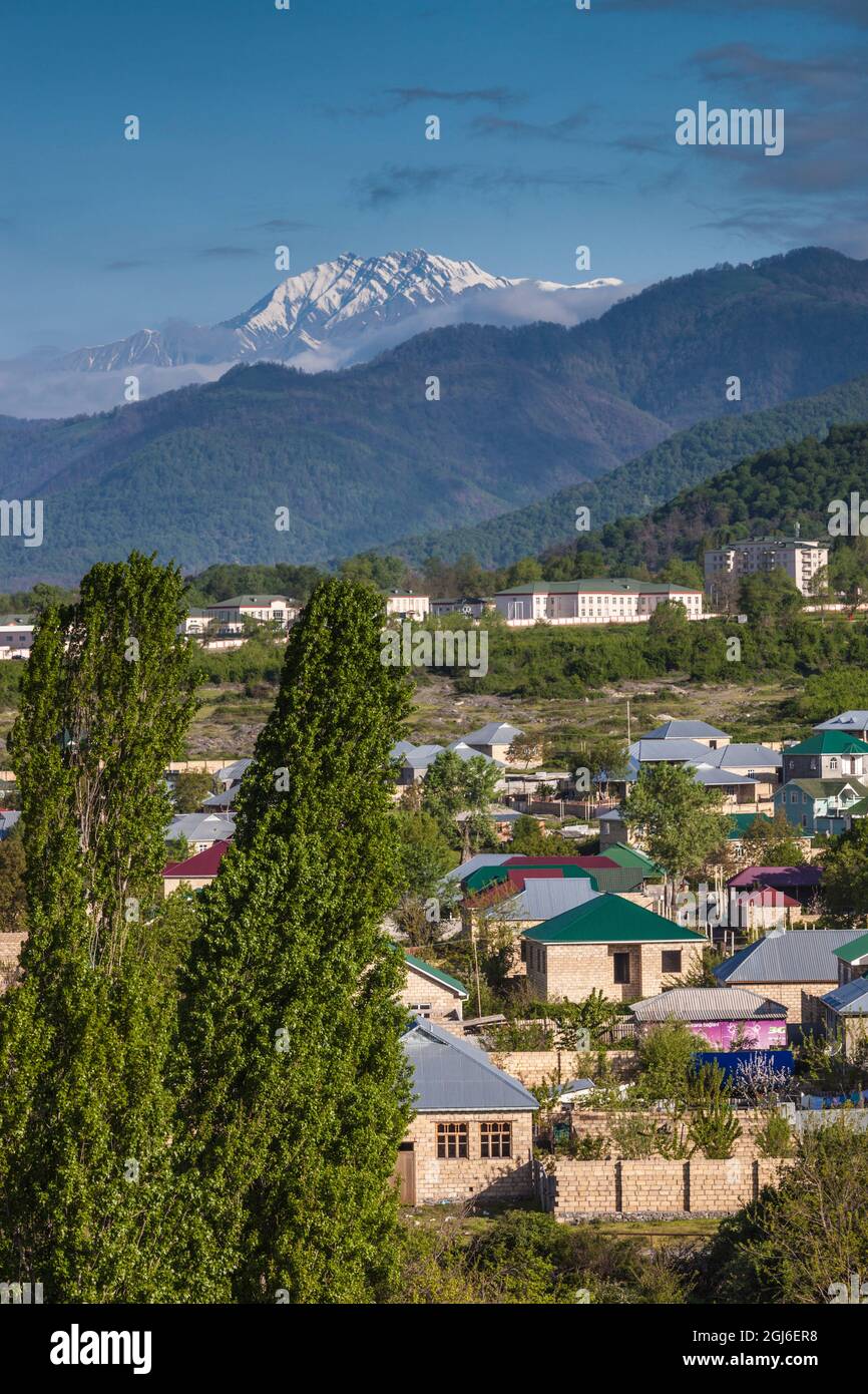 Azerbaijan, Qabala, Gabala. Caucasus Mountains and town Stock Photo - Alamy